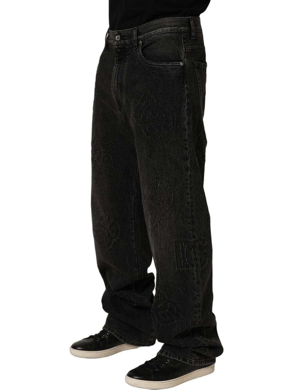 Dolce & Gabbana Dark Gray Cotton WideLeg Oversize Denim Jeans