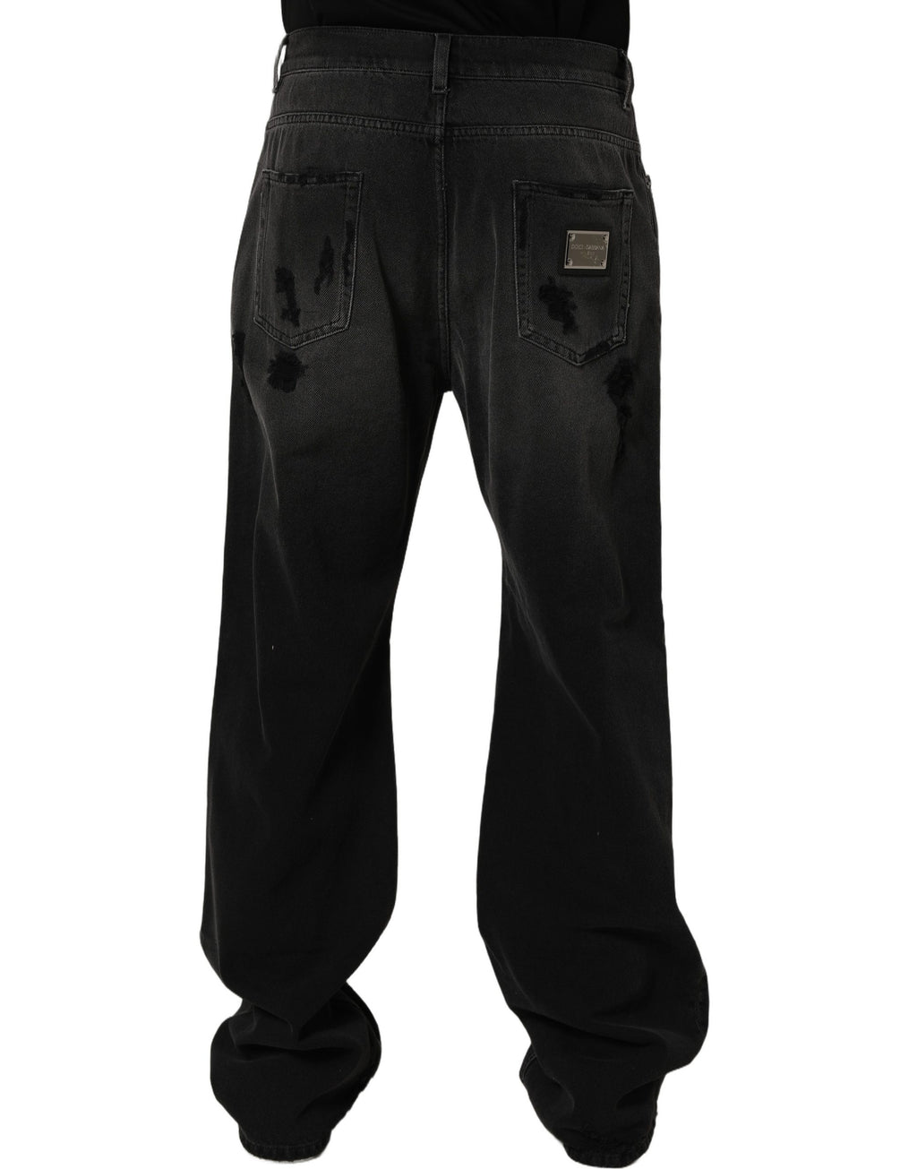 Dolce & Gabbana Dark Gray Distressed Oversize Men Denim Jeans