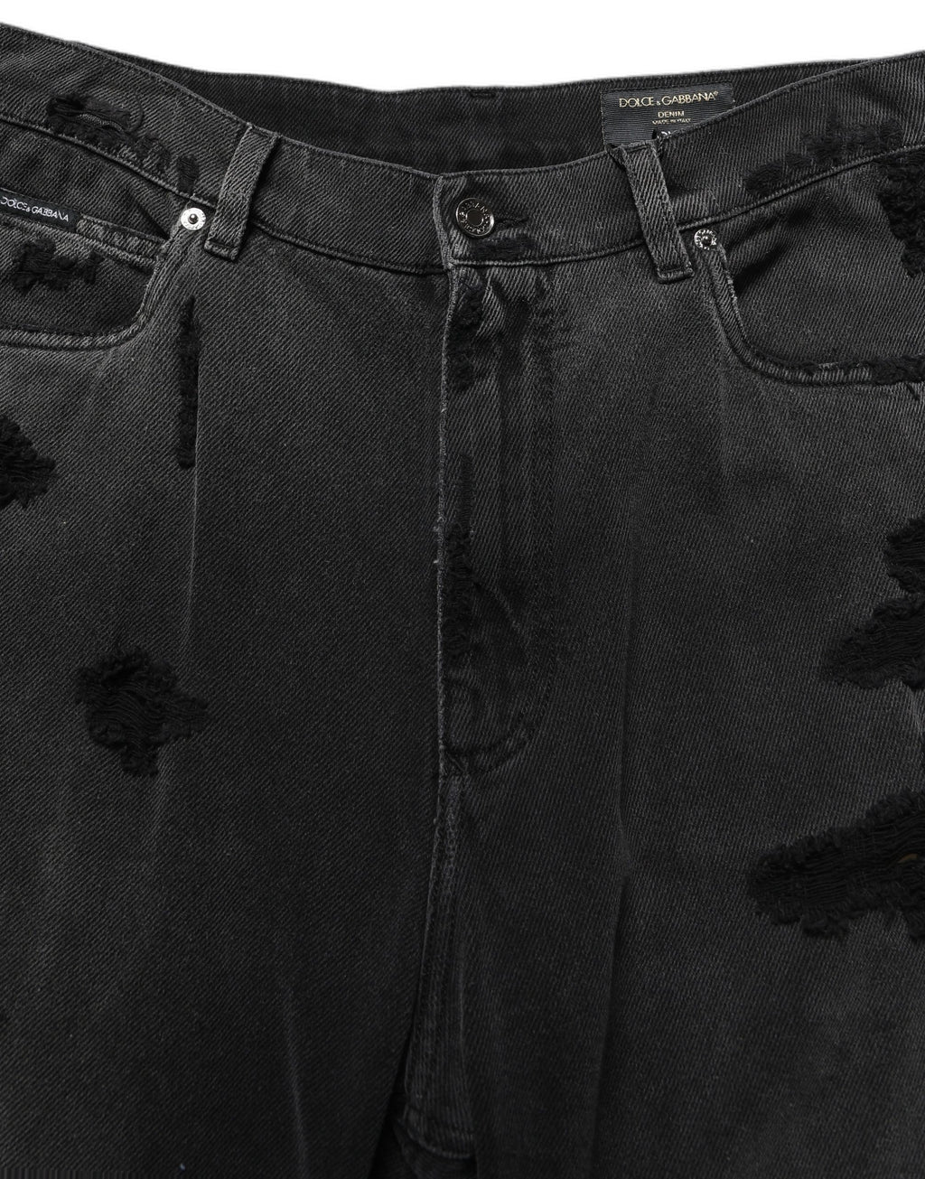 Dolce & Gabbana Dark Gray Distressed Oversize Men Denim Jeans