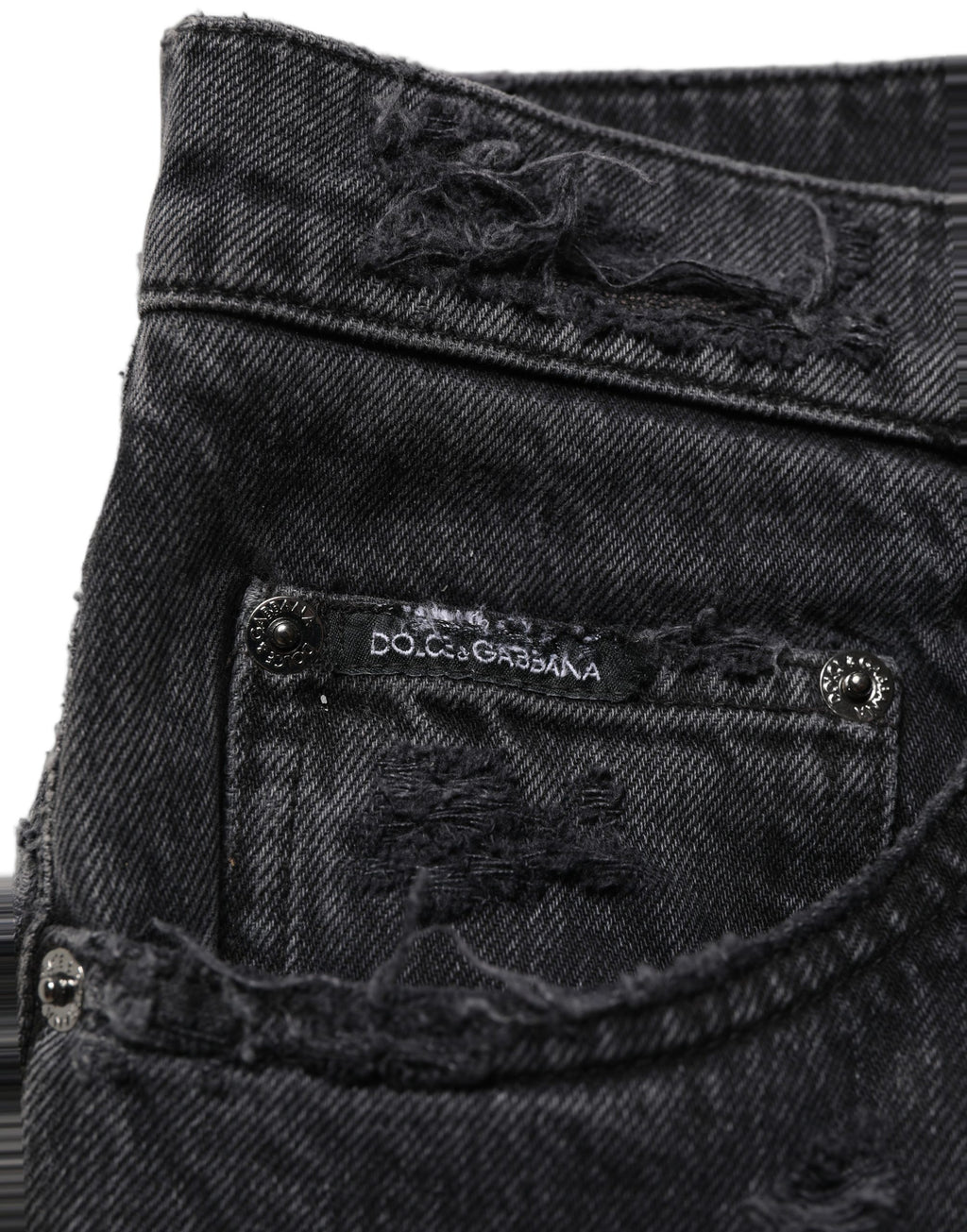 Dolce & Gabbana Dark Gray Cotton Ripped Men Denim Jeans