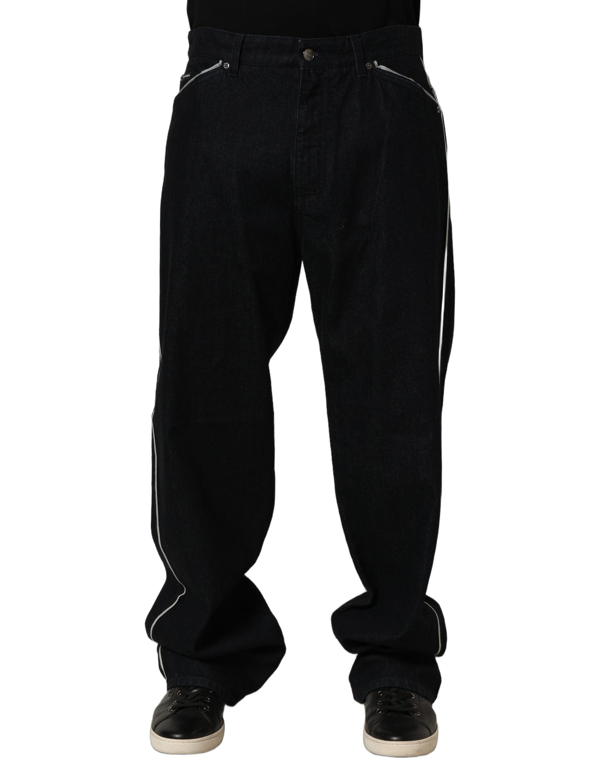 Dolce & Gabbana Black Cotton Stretch Straight Men Denim Jeans
