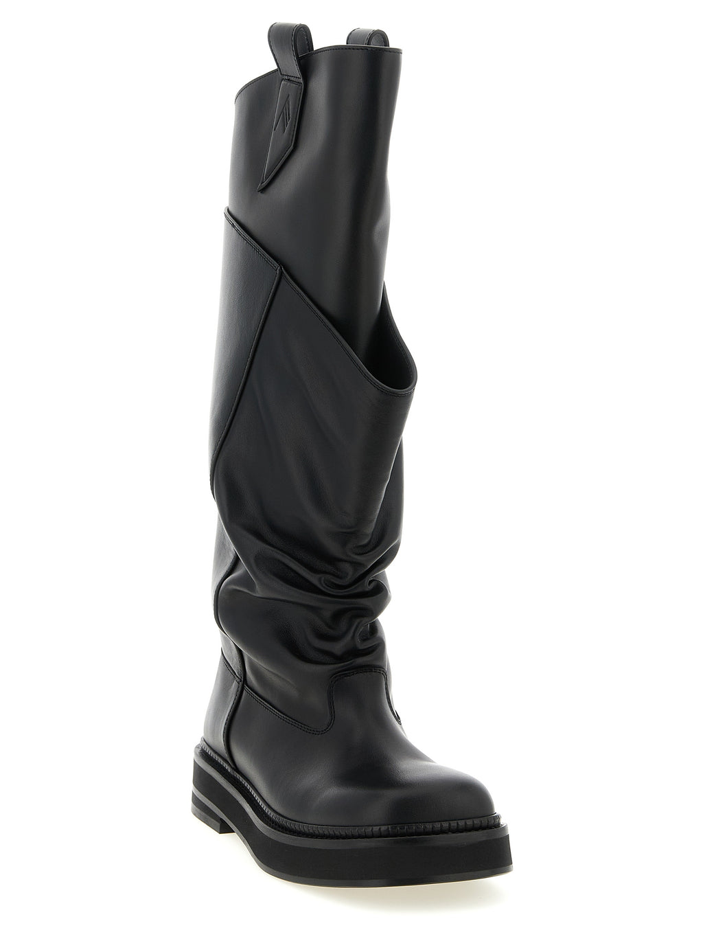 The Attico Black Calfskin Over The Knee