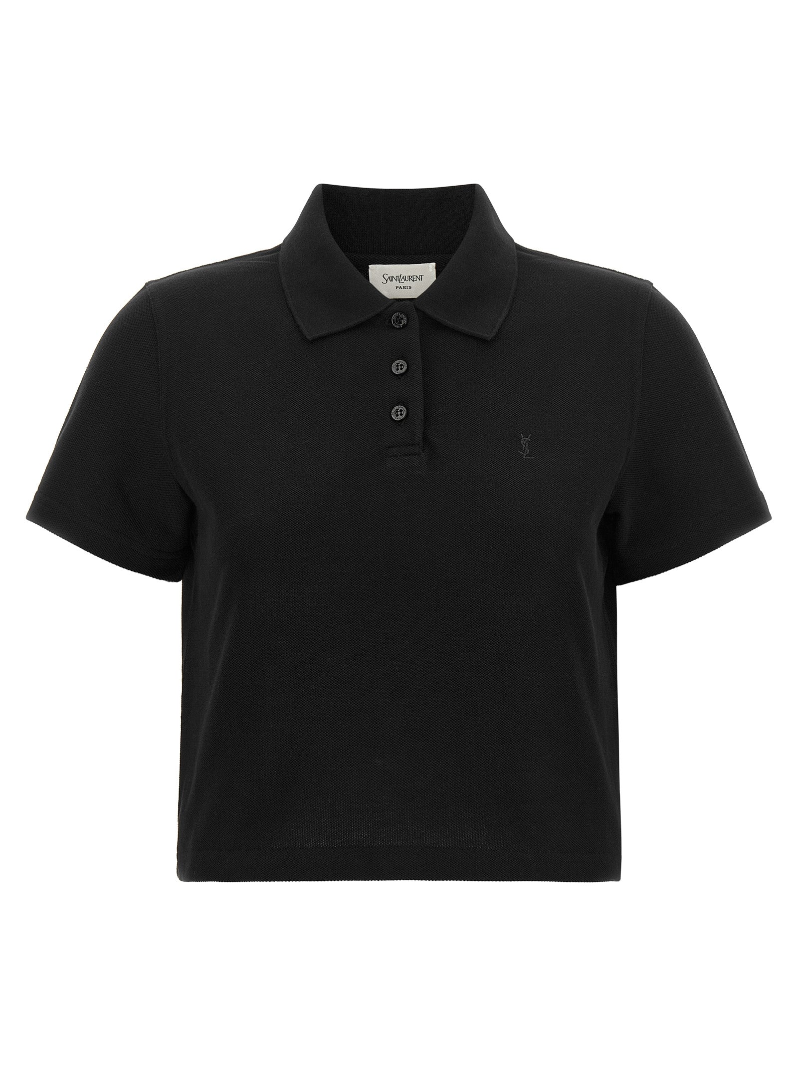 Saint Laurent Black Cotton Polo Shirt