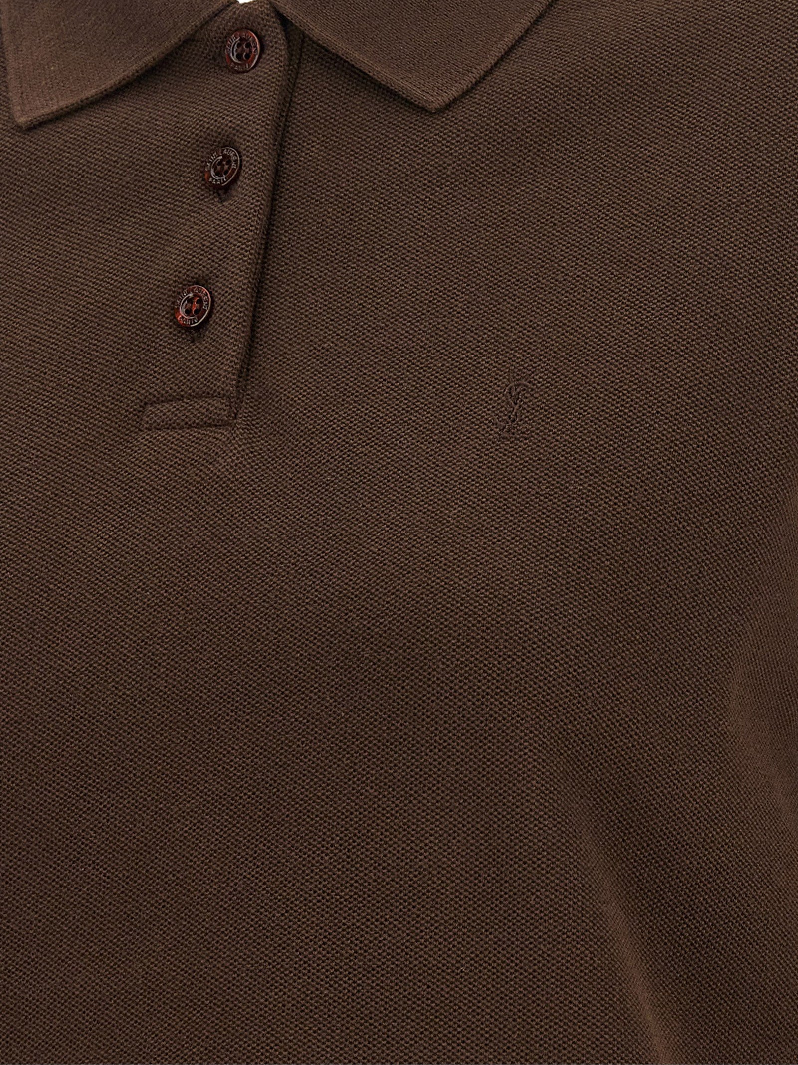 Saint Laurent Brown Cotton Polo Shirt