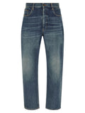 Saint Laurent Blue Cotton Straight-Leg Jeans