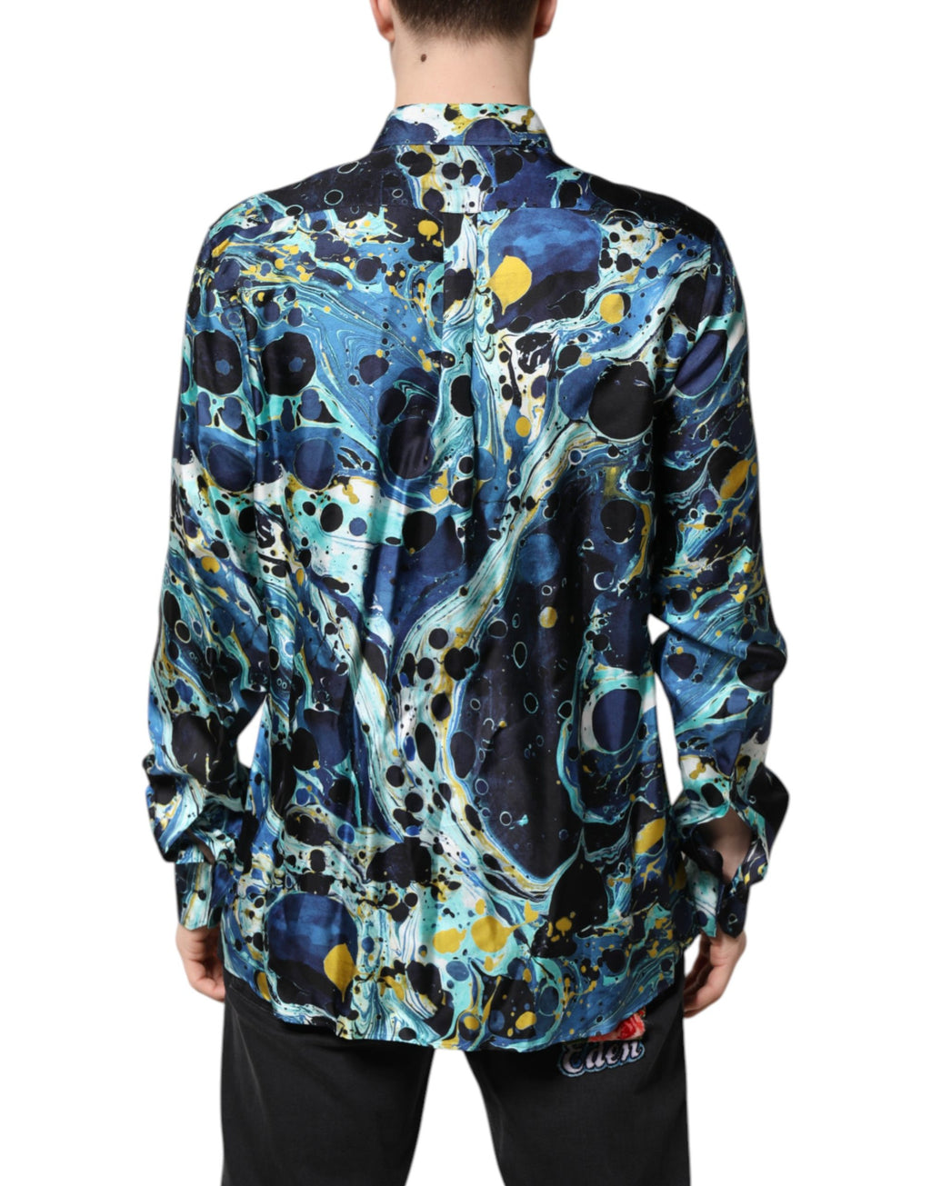 Dolce & Gabbana Blue Marble Print MARTINI Dress Formal Shirt