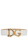 Dolce & Gabbana White Calfskin High-Waist Belt