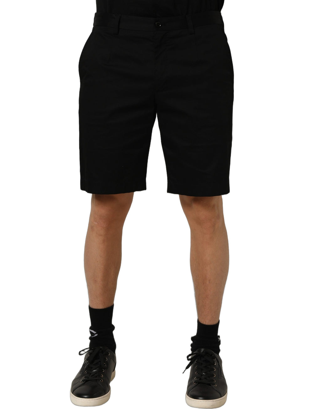 Dolce & Gabbana Black Cotton Mid Waist Men Bermuda Shorts
