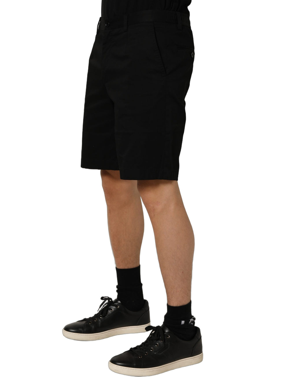 Dolce & Gabbana Black Cotton Mid Waist Men Bermuda Shorts
