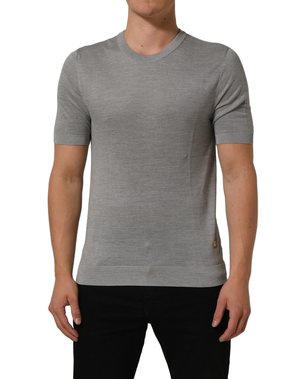 Dolce & Gabbana Gray Silk Crew Neck Short Sleeves T-shirt