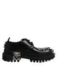 Dolce & Gabbana Black Studded Leather Hi-Trekking Derby Men Shoes