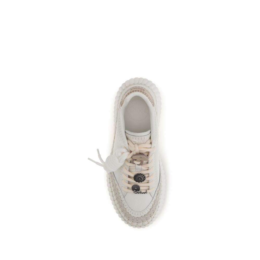 Chloé White Calf Leather Bos Taurus Platform Sneakers