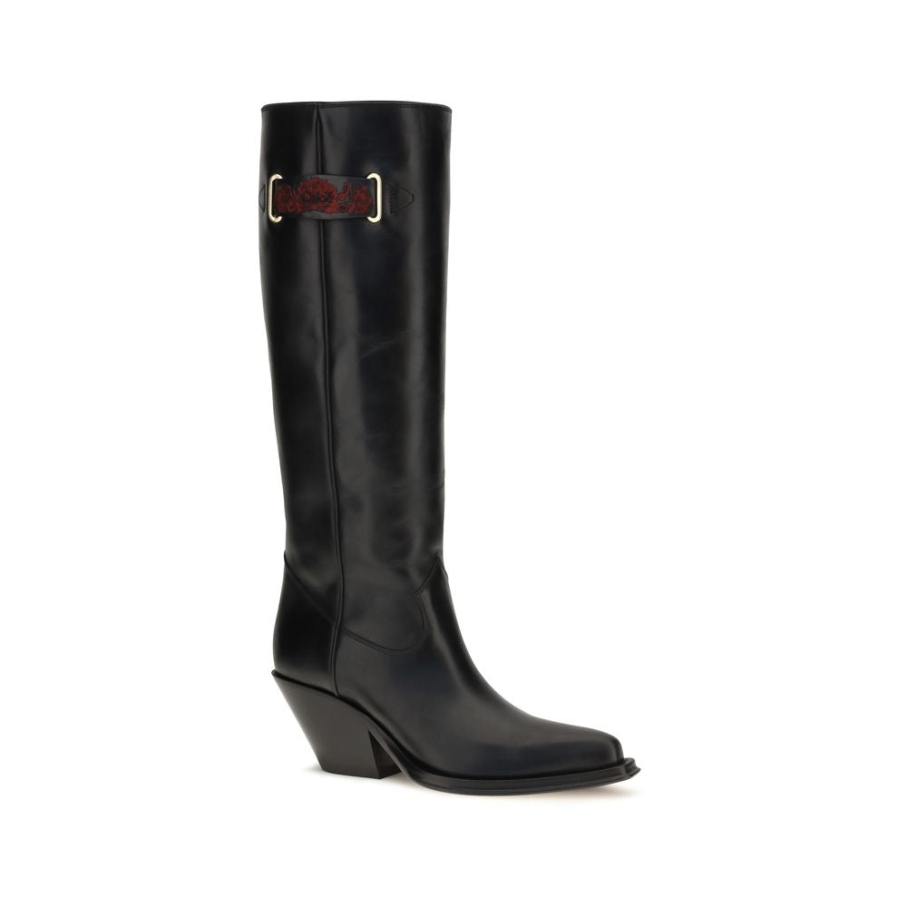 Chloé Black Calf Leather Bos Taurus Over The Knee