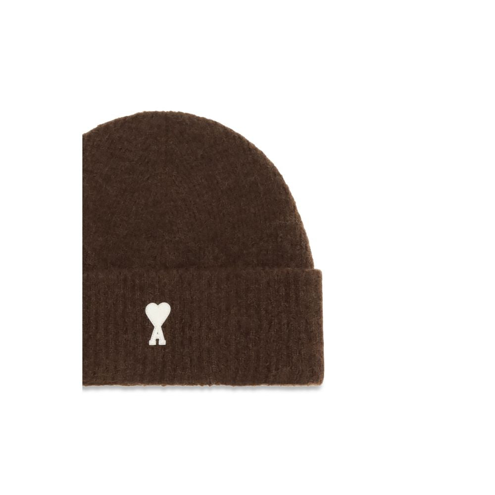 Ami Paris Brown Wool Oves Aries Beanie