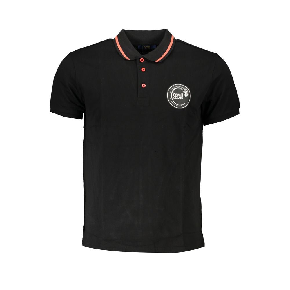 Cavalli Class Black Cotton Men's Polo Shirt