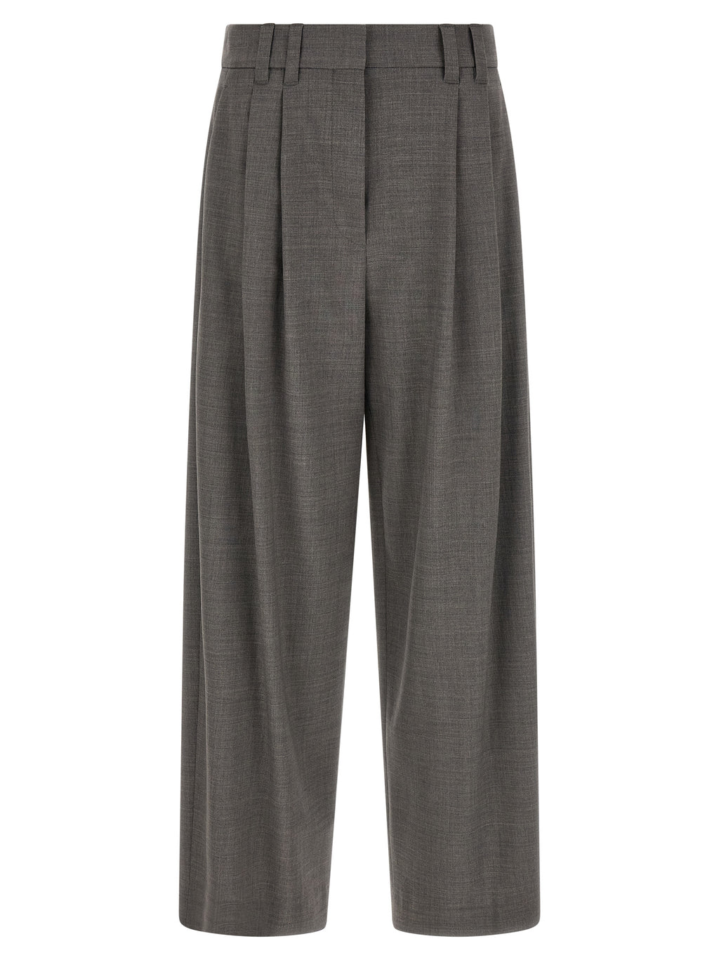 Brunello Cucinelli Gray Virgin Wool Cropped Pants