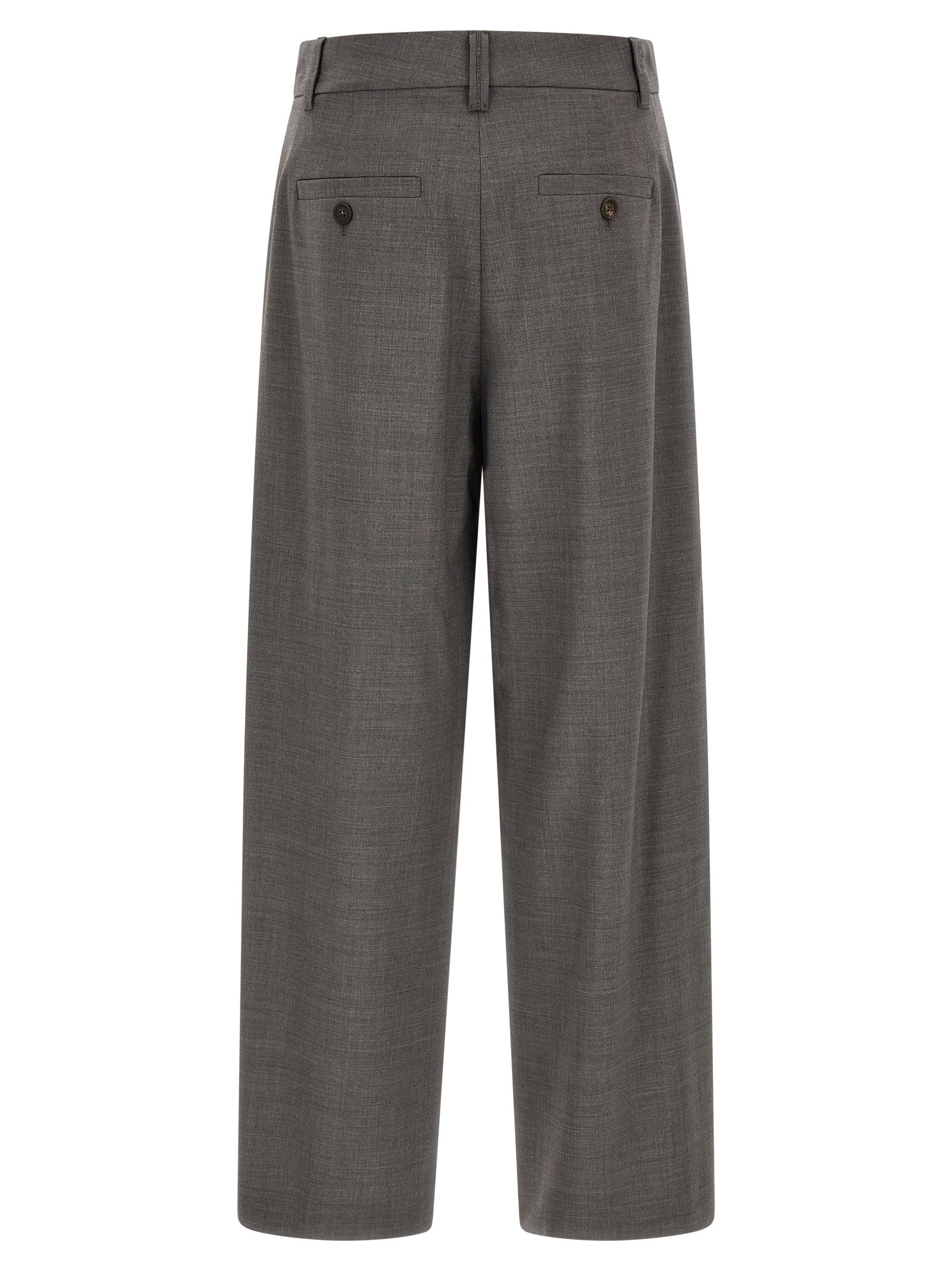 Brunello Cucinelli Gray Virgin Wool Cropped Pants