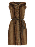 PINKO Brown Polyester Sleeveless Jacket