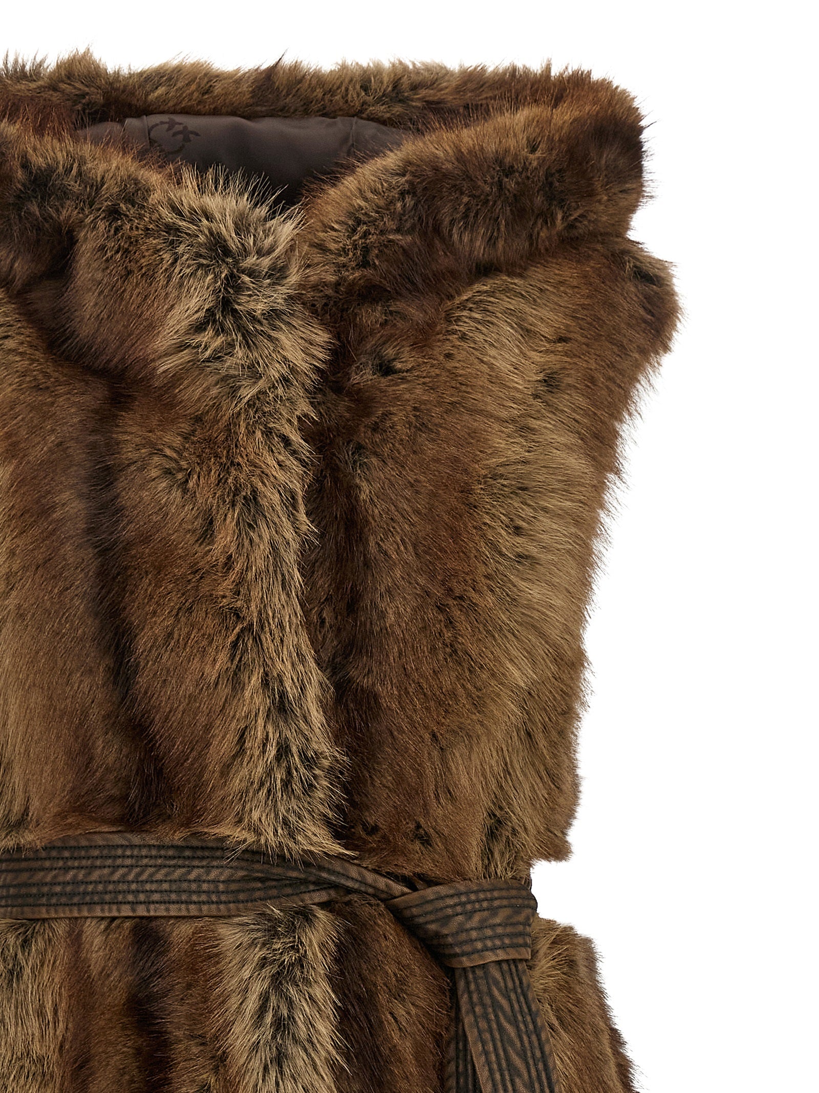 PINKO Brown Polyester Sleeveless Jacket