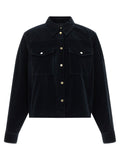 Max Mara Blue Cotton Full-Length Jacket