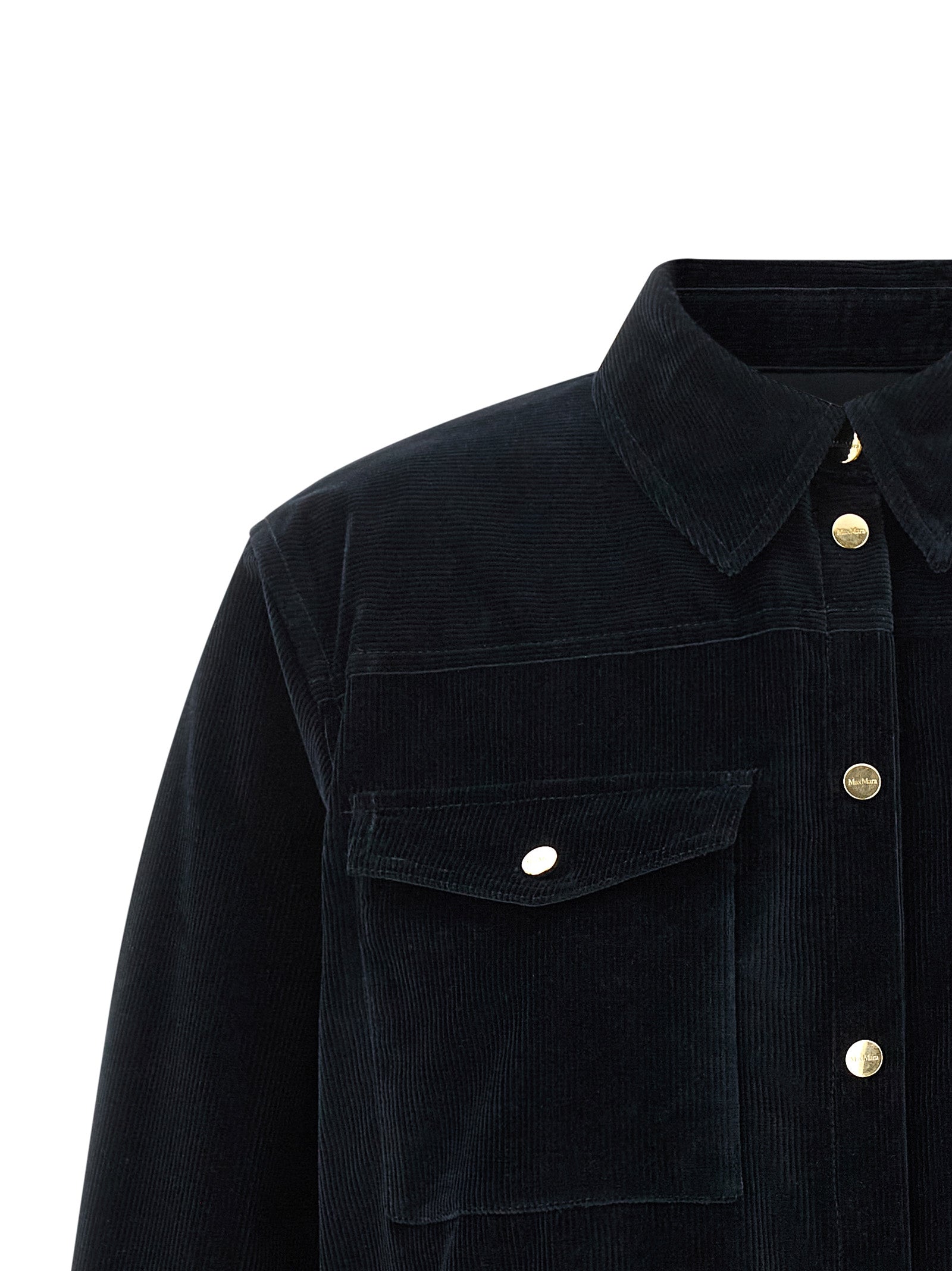 Max Mara Blue Cotton Full-Length Jacket