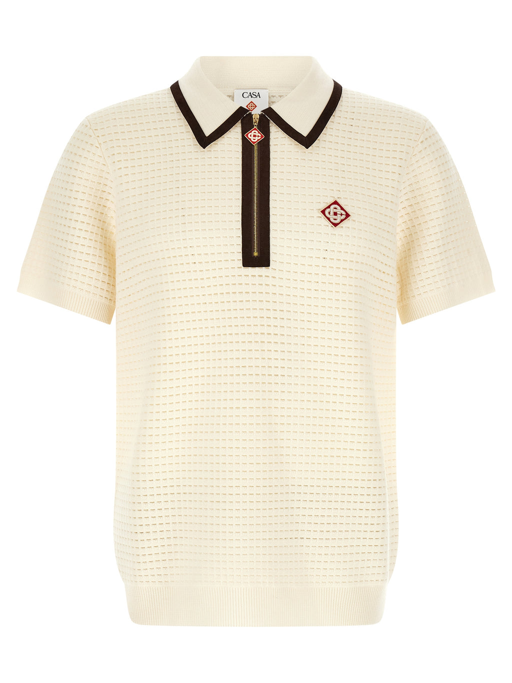 Casablanca White Wool Polo Shirt