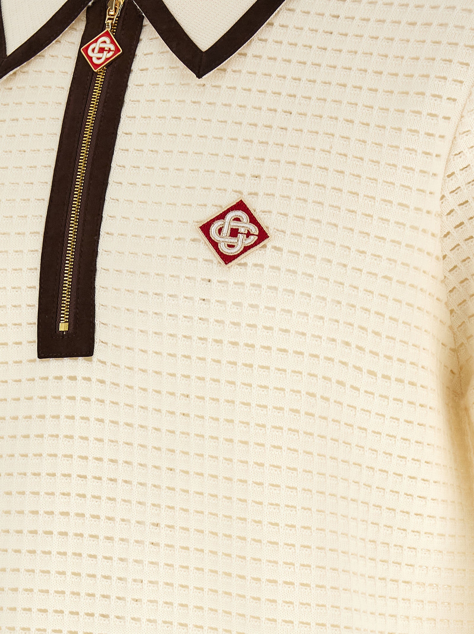 Casablanca White Wool Polo Shirt