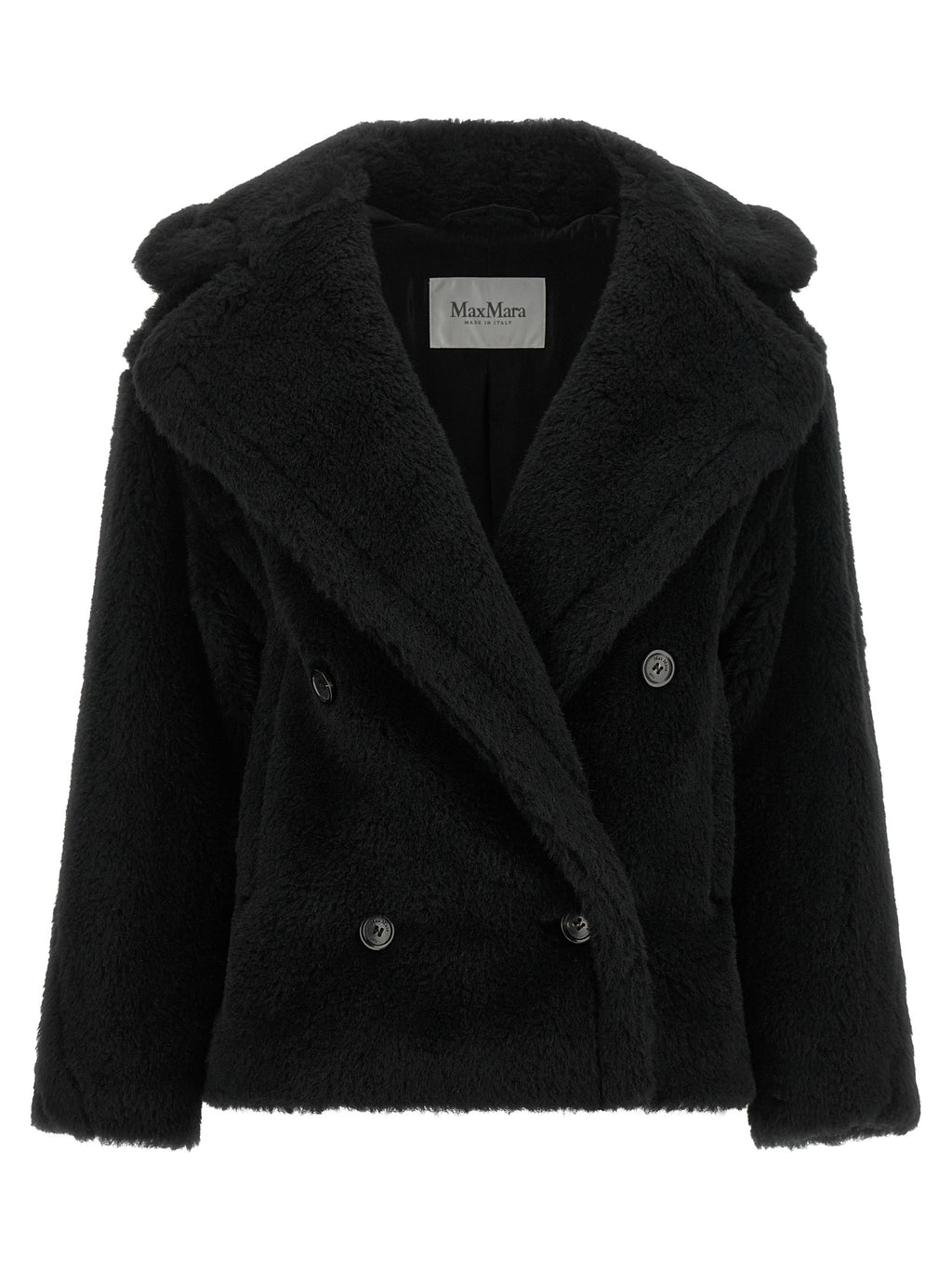 Max Mara Black Alpaca Leather Coat
