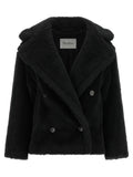 Max Mara Black Alpaca Leather Coat