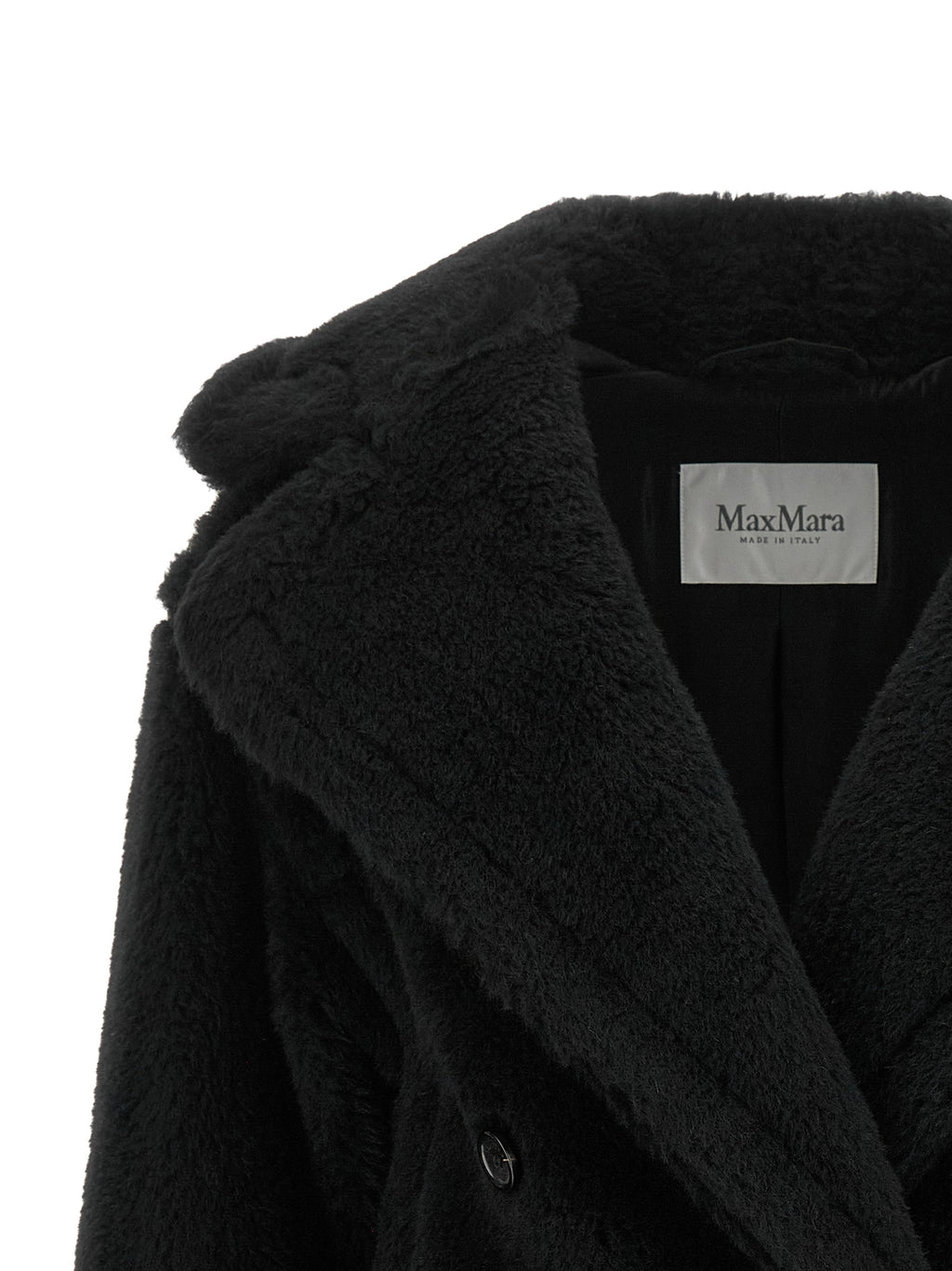 Max Mara Black Alpaca Leather Coat