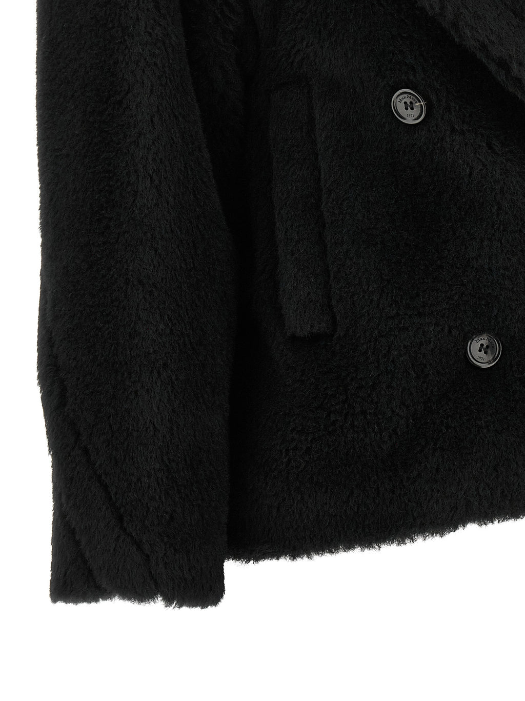 Max Mara Black Alpaca Leather Coat