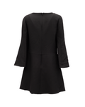 Valentino Garavani Black V-Neck Dress with Flared Sleeves
