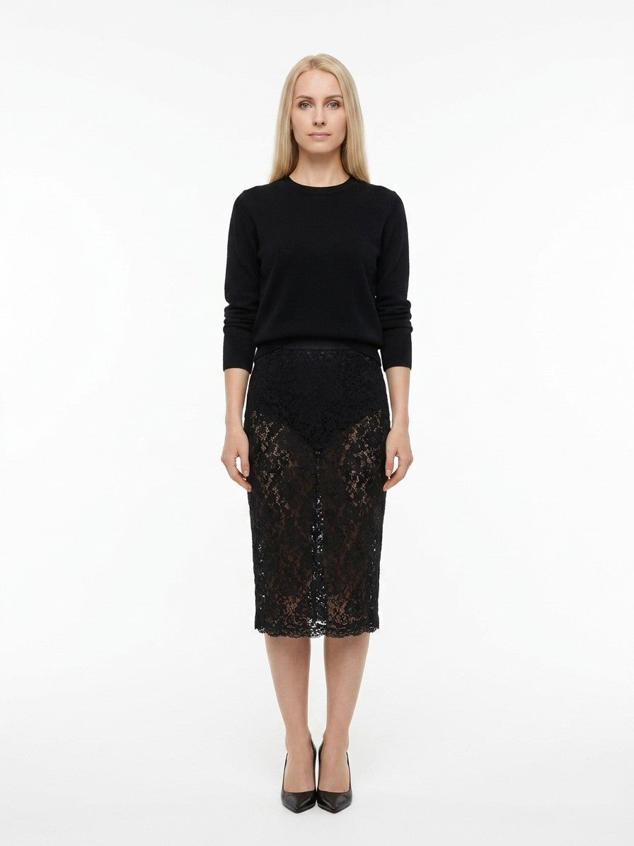 Dolce & Gabbana Black Polyamide Midi Skirt