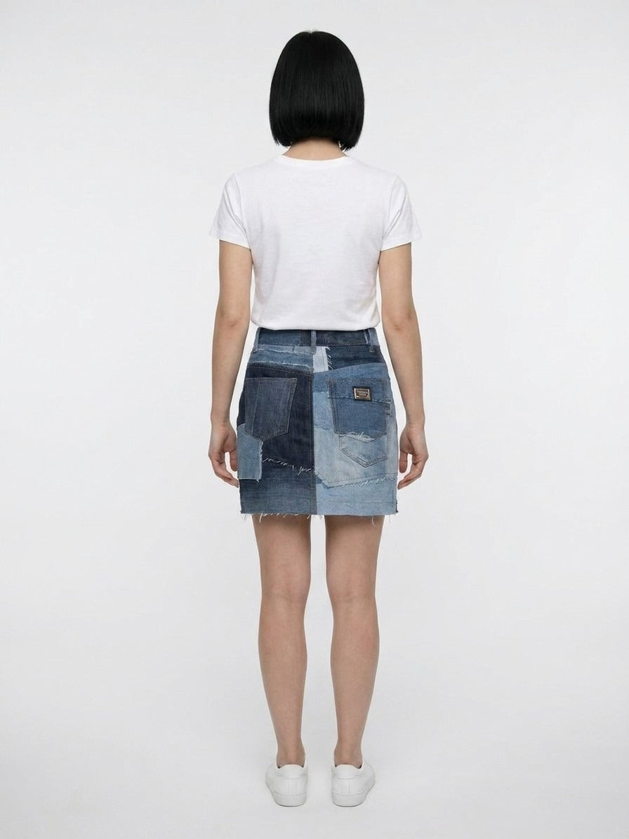 Dolce & Gabbana Bicolor Cotton Mini Skirt
