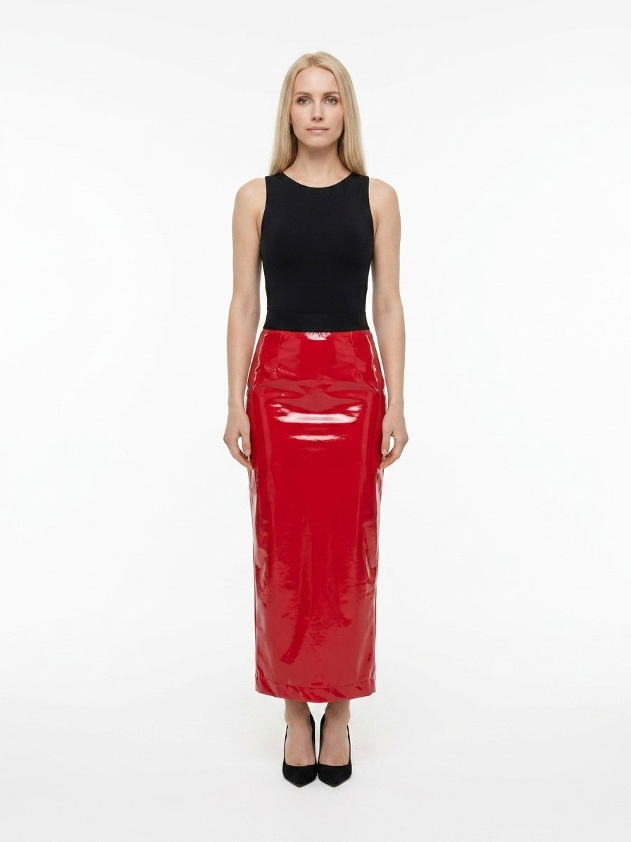 Dolce & Gabbana Red Elastane Long Skirt