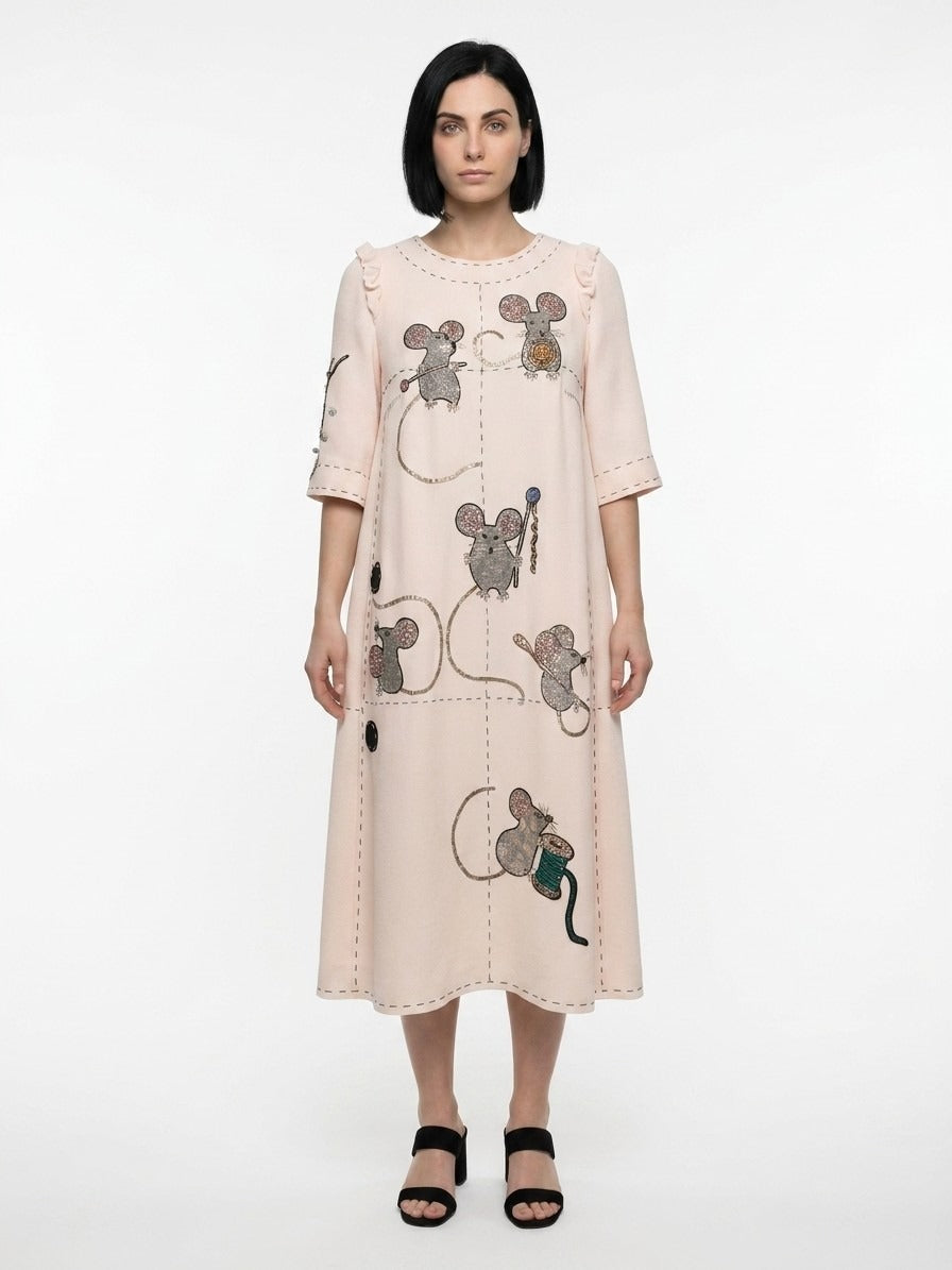 Dolce & Gabbana Cream Polyester Casual Dress