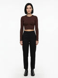 Dolce & Gabbana Brown Elastane Long Sleeve T-Shirt
