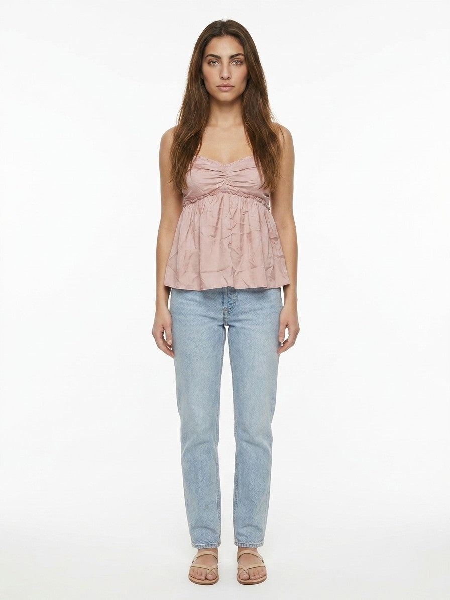 Dolce & Gabbana Pink Silk Sleeveles T-Shirt