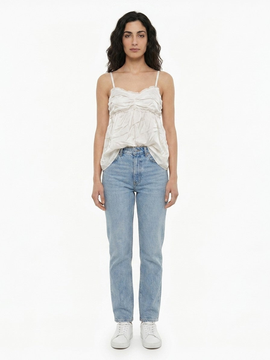 Dolce & Gabbana White Silk Sleeveles T-Shirt