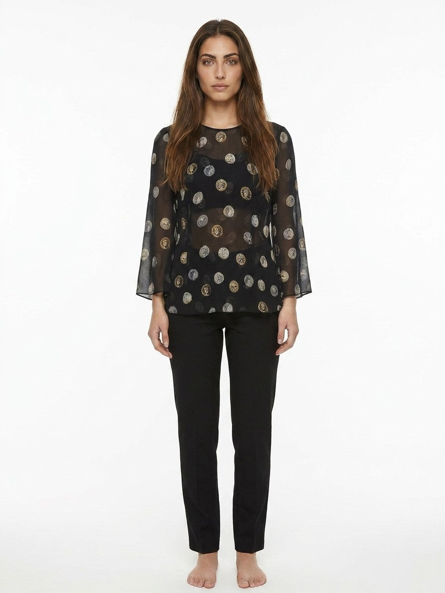 Dolce & Gabbana Black Silk Long Sleeve T-Shirt