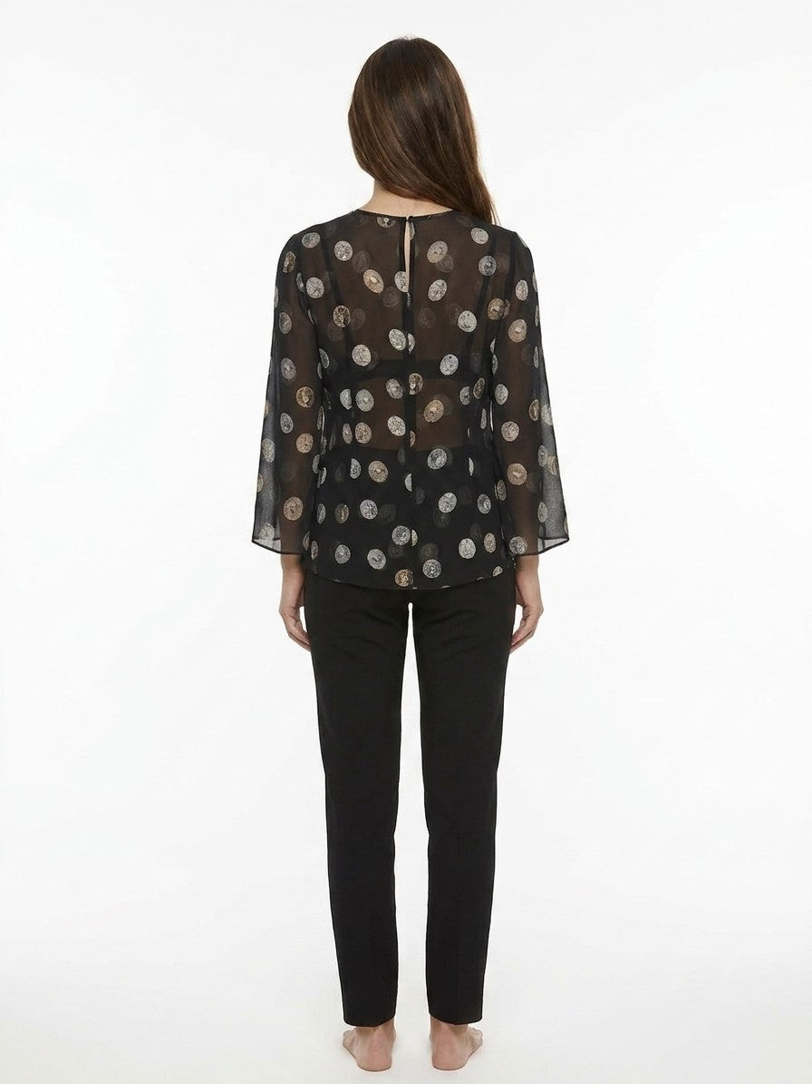 Dolce & Gabbana Black Silk Long Sleeve T-Shirt