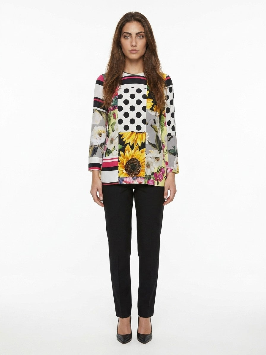 Dolce & Gabbana Multicolor Elastane Long Sleeve T-Shirt