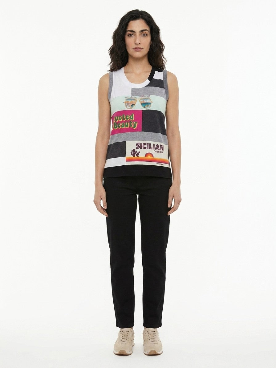 Dolce & Gabbana Multicolor Cotton Tank Tops