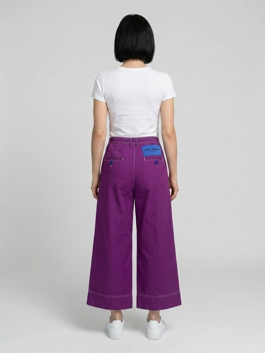 Dolce & Gabbana Bicolor Cotton Cropped Pants