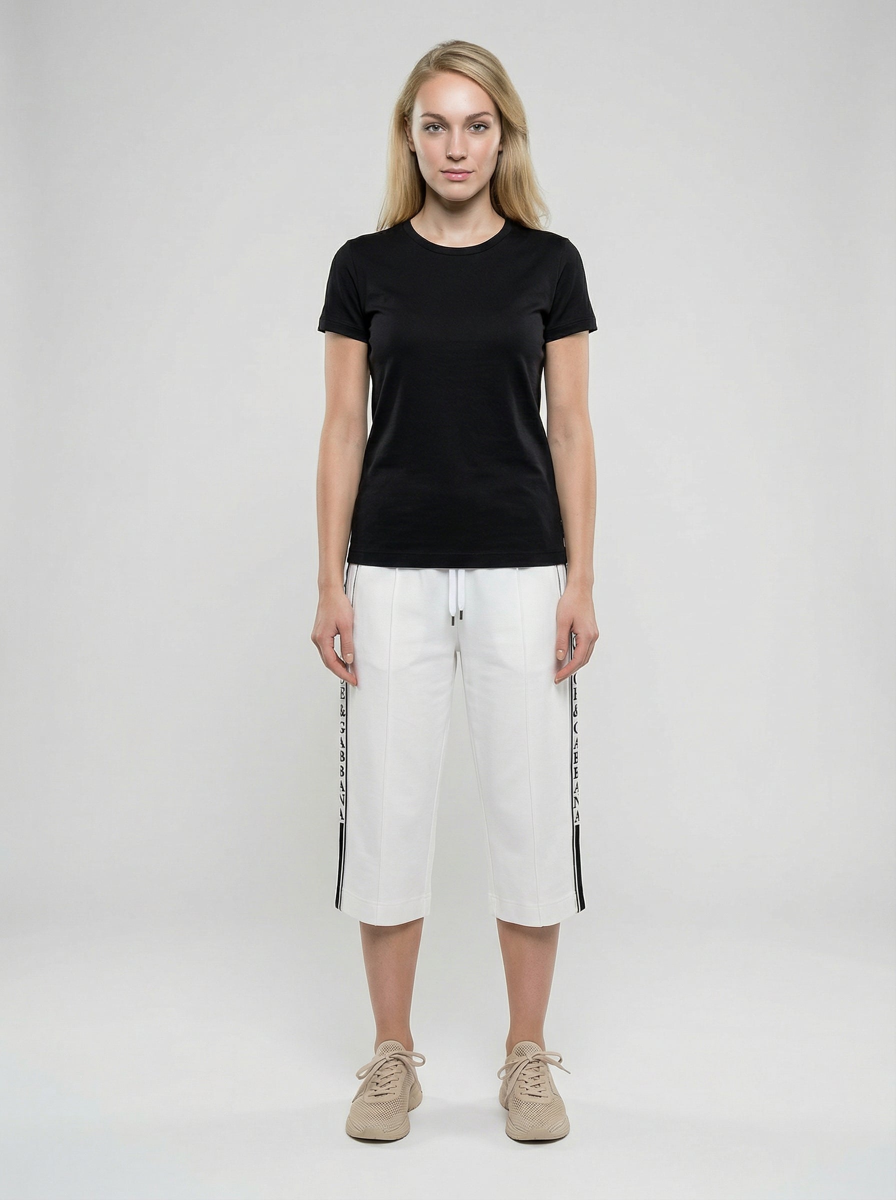 Dolce & Gabbana White Elastane Cropped Pants