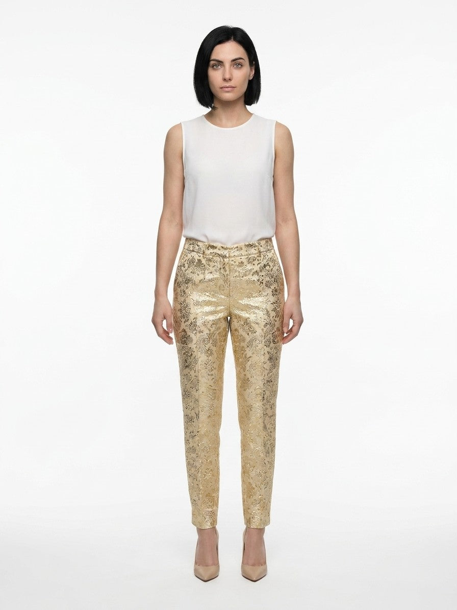 Dolce & Gabbana Gold Polyamide Casual Pants