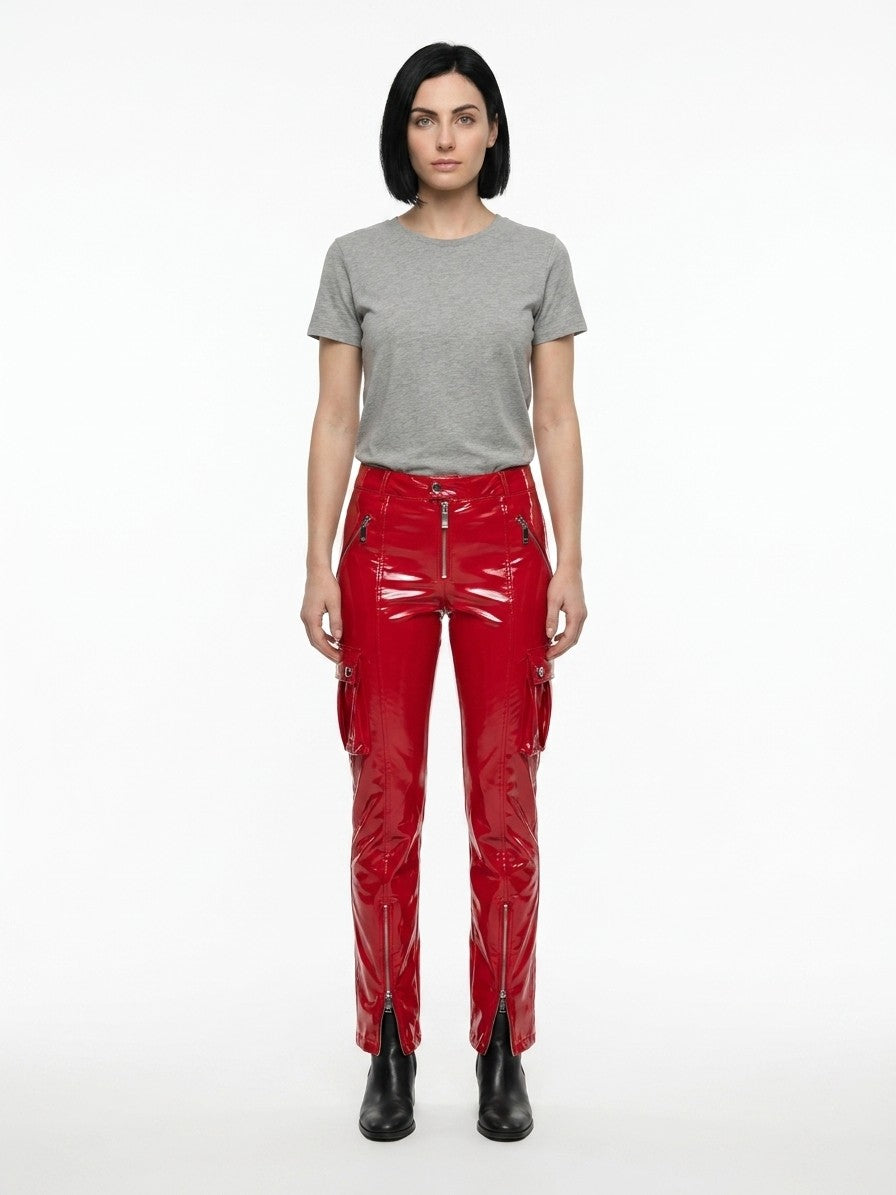 Dolce & Gabbana Red Elastane Cargo Pants