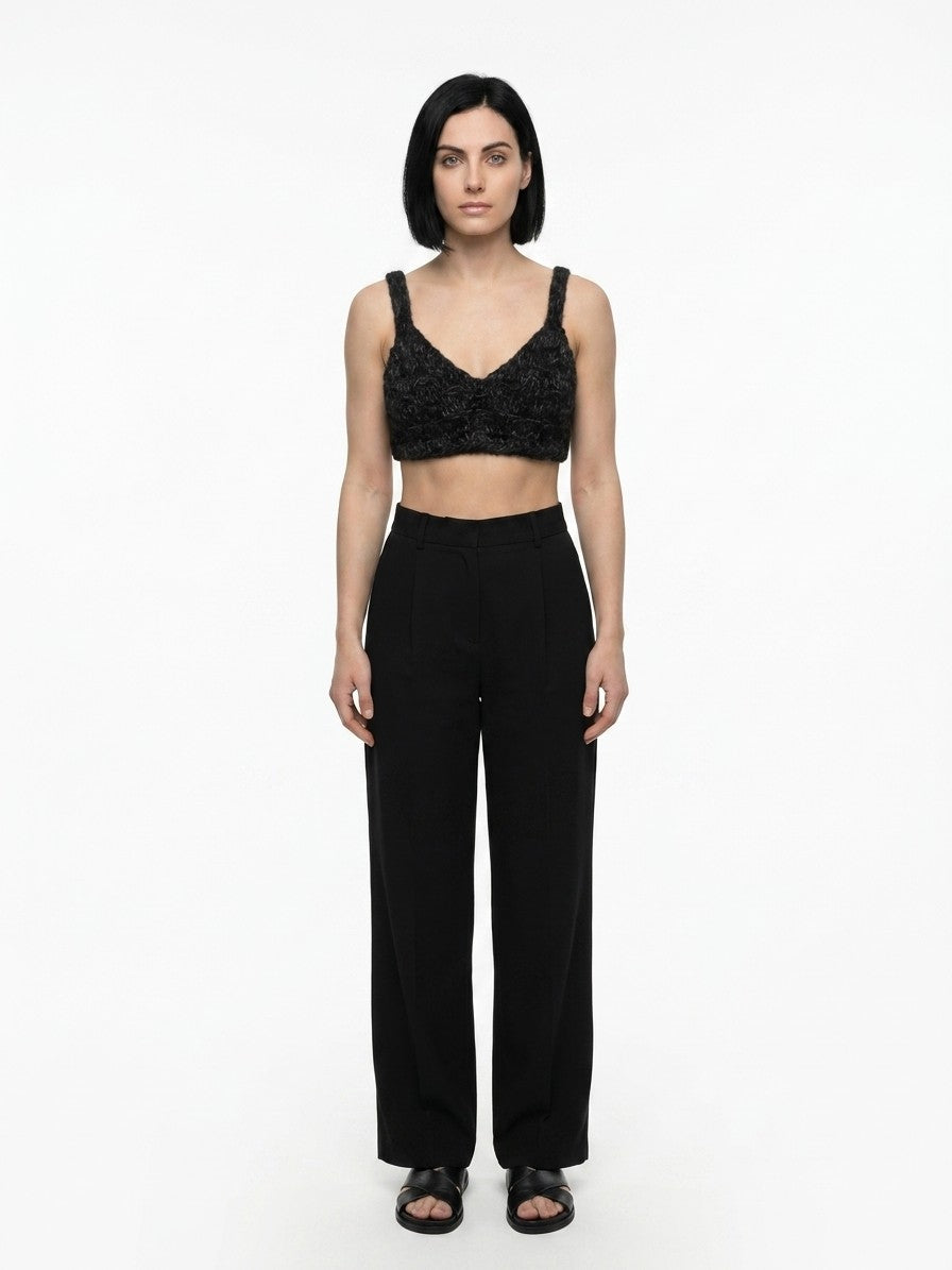 Dolce & Gabbana Black Marabou Tank Tops