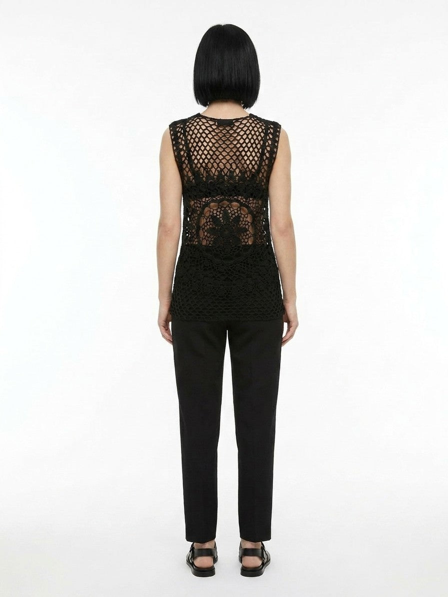 Dolce & Gabbana Black Cotton Sleeveles Sweater