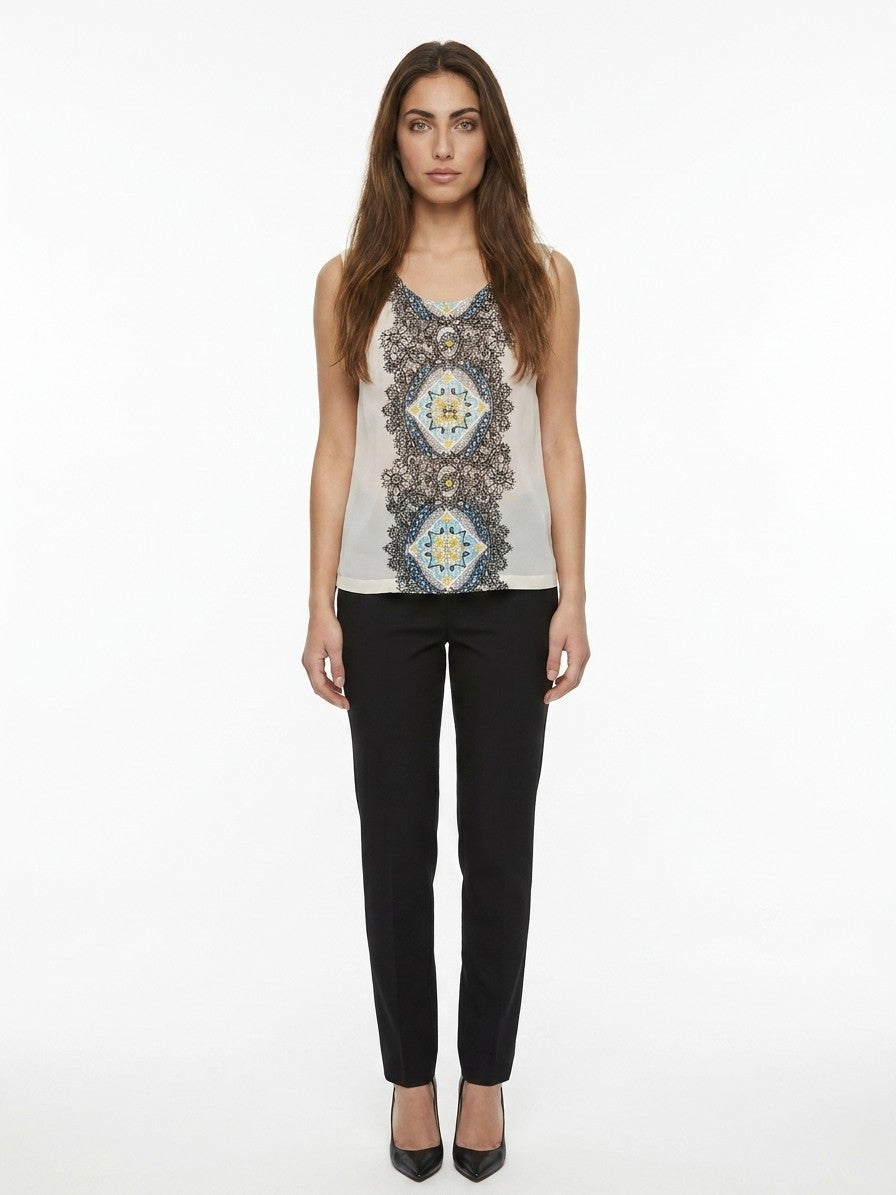 Dolce & Gabbana White Silk Sleeveles T-Shirt